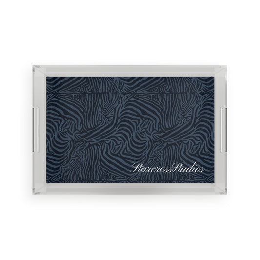 'Navy Zebra' Acrylic Tray